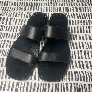 Joie A La Plage Black Leather Studded Slip On Sandals size 40